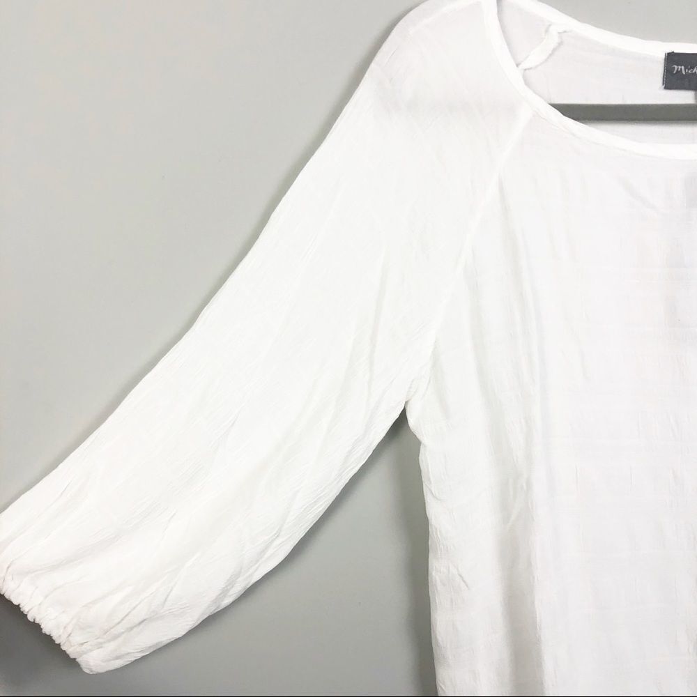 MICHAEL STARS | Boho Slouchy Blouse Plisse White S - Picture 4 of 9